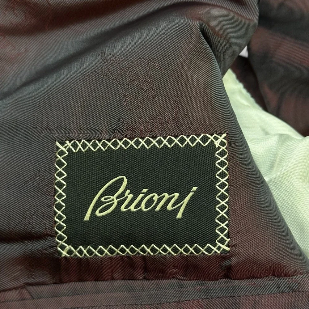 Rare Brioni Ernani Velvet Mens 46R Black Silver  Tuxedo Jacket Peak Lapel Italy